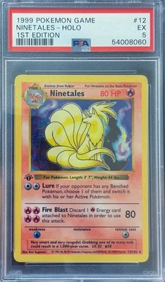 Ninetales 12 Base Set 1st Edition Shadowless Holo WOTC Vintage Pokemon PSA 5 - Image 1 of 2
