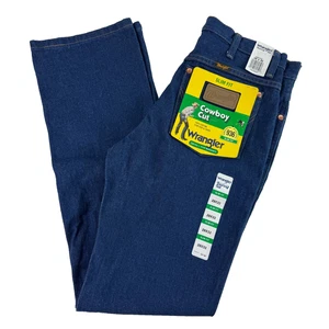 Jeans vintage Wrangler taglio cowboy denim blu slim fit 936 fondo di magazzino 29x32 nuovi - Foto 1 di 11