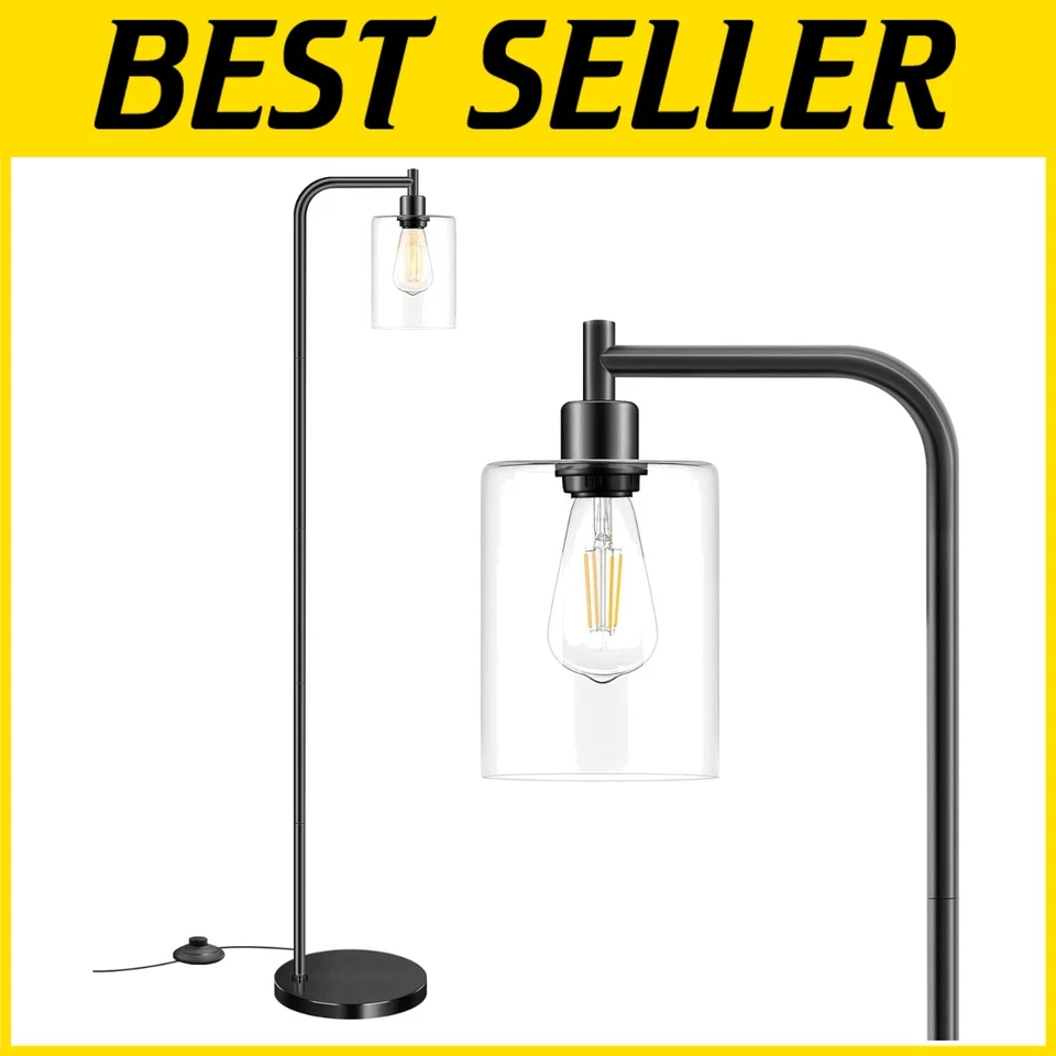 Rustic Black Industrial Floor Lamp - Vintage Style Lighting - Image 1 of 4