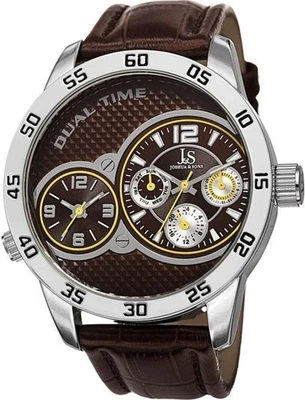 Joshua & Sons JS97BR Dual Time Giorno Data Gmt Giallo con Accenti Orologio - Immagine 1 di 4