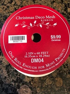 Deco Mesh Ribbon Christmas 2.5 In X 60 ft White Hobby Lobby 2010 - Picture 1 of 4