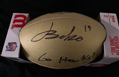 Jake Bobo Seahawks autografado NFL GOLD FOOTBALL Beckett Witness Go Hawks. - Imagem 1 de 2
