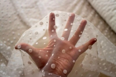 Velo de punto blanco de 2 yardas, tela de encaje de malla, malla de punto de tul punto suizo Foto 1 de 4