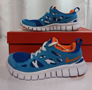 NIKE FREE RUN 2 (GS) DD0163 400 LASER BLUE/SAFETY ORANGE YOUTH SNEAKER SIZE 4Y  - Picture 1 of 6