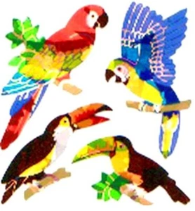 **VINTAGE** Prismatische TROPISCHE VÖGEL Sandylion Aufkleber - 1 Quadrat - Bild 1 von 1