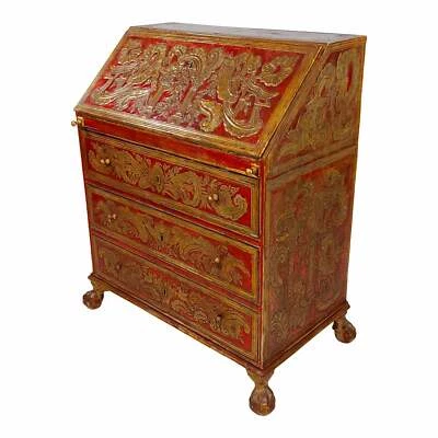 Recepción inclinada pintada de rojo y dorado barroco español siglo XVIII  Foto 1 de 4