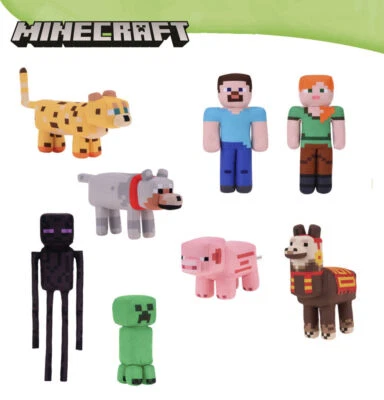 PLAY BY PLAY Peluche Minecraft Steve Alex Creeper Enderman Pig Ocelot Wolf Lama h 30 cm