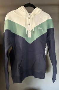 Neu Neu mit Etikett Roxy Bolsa Damen-Kapuzenpullover Kapuzenpullover 1/4 Druckknopftasche Größe XS - Bild 1 von 2