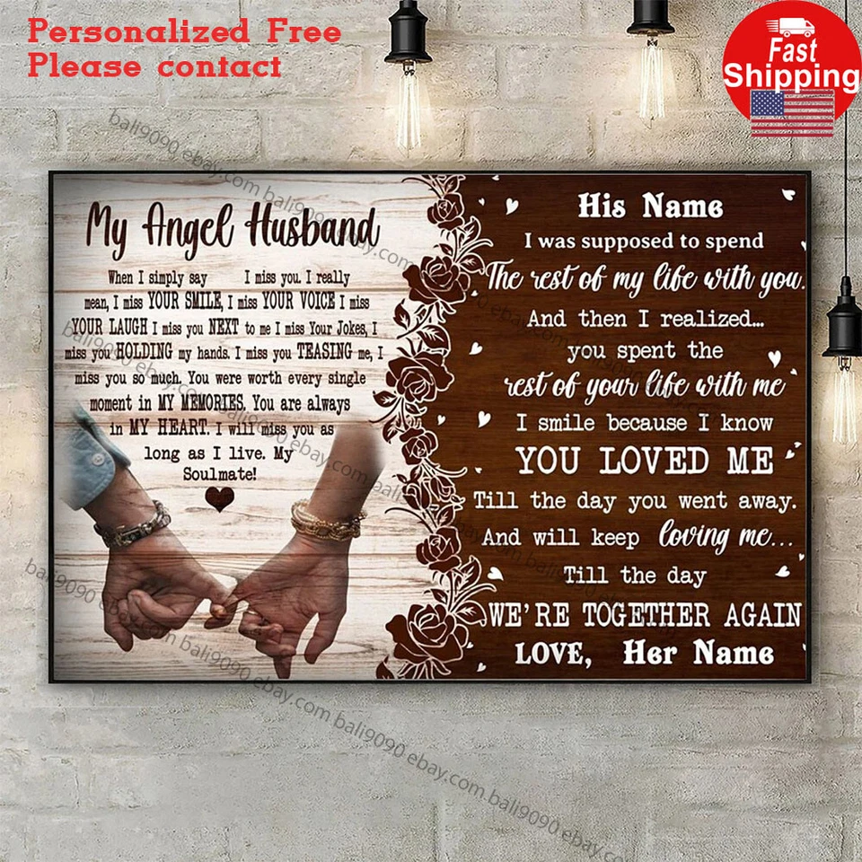 Regalo conmemorativo personalizado para la pérdida de esposo, póster de mi esposo ángel, Bere... Foto 1 de 1