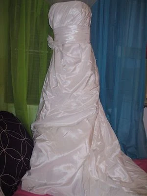 Lote 3 Davids Novia Galina Vestido de Novia 21 Completo Largo Chal Envoltura Bajo Falda Foto 1 de 4