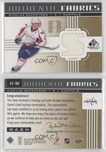 2011 SP Game Used Edition Authentic Fabrics Gold Nicklas Backstrom (S) #AF-NB.S