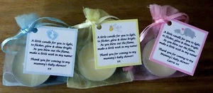 NEW BABY SHOWER FAVOURS VANILLA CANDLE -Can be personalised ** Thank you gifts - Picture 1 of 15