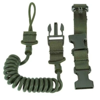 Tactical Pistol Lanyard Sling Handgun Elastic Secure Spring Retention Rope Sling - Image 1 of 4