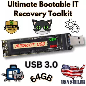 MediCat Bootable USB Thumbdrive 64GB of Recovery tools Advanced Troubleshooting - Picture 1 of 5