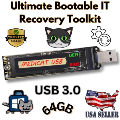 MediCat Bootable USB Thumbdrive 64GB of Recovery tools Advanced Troubleshooting - Image 1 of 4