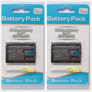 2X 2000mAh 3.7 Rechargeable Battery Replacement for Nintendo 3DS CTR-003 CTR-001