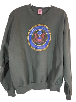 Sudadera De Colección Y2K Jerzees Ejército Estados Unidos Verde Logo Cresta Talla L Foto 1 de 4