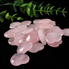 10PC Rose Quartz Pocket Palm Worry Stones Heart Natural Energy Crystal Polished