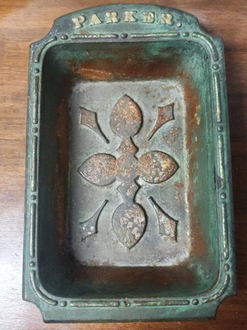 Vintage PARKER Cast Iron Victorian Hall Tree Umbrella Drip Pan Cover