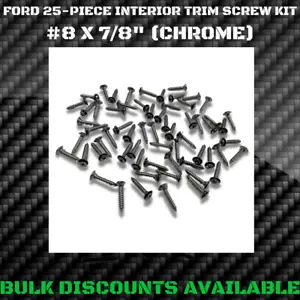 1975-1982 Ford Granada Interior Door Panel Exterior Molding TRIM SCREWS CHROME - Foto 1 di 2