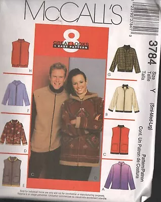 McCall's 3784 Sewing Pattern Misses & Men's Jackets and Vest Size Sml-Med-Lrg - Image 1 of 3