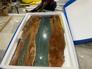 Live Edge Table Top, Natural Epoxy Table, Wood Dining Table Decor - Picture 1 of 7