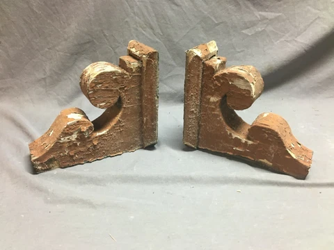 Small Pair  Antique Wood Porch Corbels Shabby VTG Chic Shelf Brackets 738-20B Cover