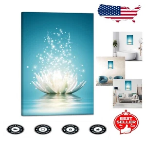 20x30 Lotus Flower Wall Art - Ready to Hang Zen Painting for Meditation Spaces - Picture 1 of 9