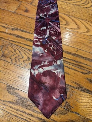 Enrico Guccini Unique Men's Silk Neck Tie Abstract Skyscape Retro - Image 1 of 4