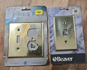 Set Of 2 Vintage Brass Switch Plate Covers - Picture 1 of 5