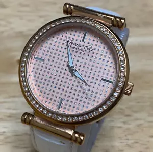 Kenneth Cole KCW2005 Men Lady 30m Rose Gold Leather Analog Quartz Watch~New Batt - Picture 1 of 4