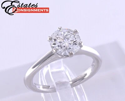 GIA 1.11 ct. Anillo solitario redondo de diamantes talla brillante, platino Foto 1 de 4
