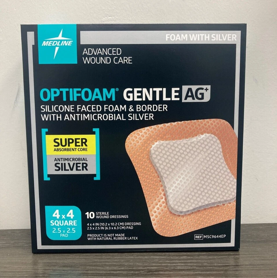 Medline Optifoam Gentle AG with Silver - 4" x 4" - MSC9644EP - Box of 10 - Image 1 of 1