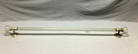 Antique S.STERAU CO. 44" Glass Towel Bar Ball Ends Nickel Brass VTG Old 1418-21B Cover