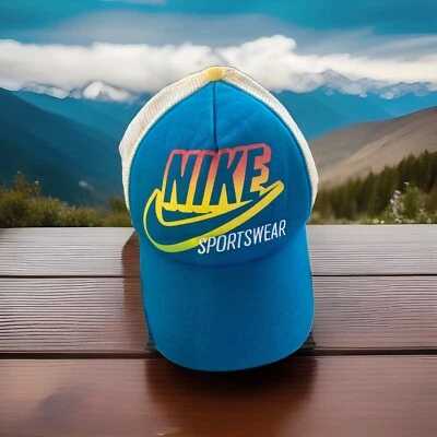 De colección Nike Gorra Gorra Snap Back Para Hombre Ajustable Azul Amarillo Swoosh Logo Difícil de Encontrar Neón Foto 1 de 4