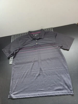 Polo de golf Pebble Beach Dry-luxe Performance para hombre talla XL gris con rayas rosas Foto 1 de 4
