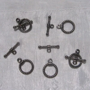LOT DE 12 SETS FERMOIRS TOGGLE GUNMETAL 19MM X 14MM SANS NICKEL pour bijoux *U27 - Picture 1 of 2