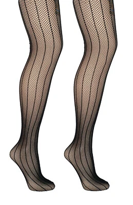 BHS Stripe Fishnet Fashion Tights S/M Black - Image 1 of 3