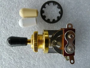 Interruptor de palanca corto recto genuino Epiphone - dorado con perno crema blanco negro - Imagen 1 de 4
