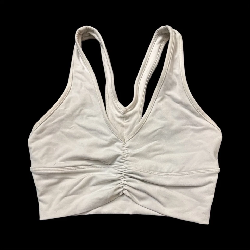 Alo Yoga Wild Thing Sports Bra Womens Small White Ruched Racerback Gym Workout - Image 1 of 3