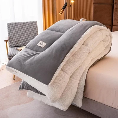 Double Sided Fleece Sherpa Duvet Soft Warm Cosy Quilted Quilt Double King Sizes - Image 1 of 4