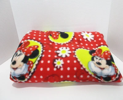 Disney Minnie Mouse Dots & Daisies Red Fleece Fabric Crafts Sewing 58" W X 54" L - Image 1 of 4