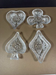 4er Set Vintage Diadem Glas Brücke Geschirr Indiana Glas Spielkarten Formen  - Bild 1 von 5