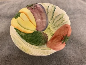 Ceramic Serving Dish Bowl Vegetable Themed-Made In Italy - Picture 1 of 7