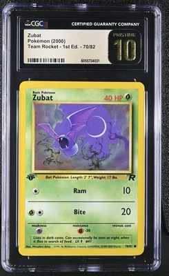 Top 1 of POP 18 CGC 10 PRISTINE Zubat Team Rocket 1st Edition Pokemon 2000 70/82 - Image 1 of 2