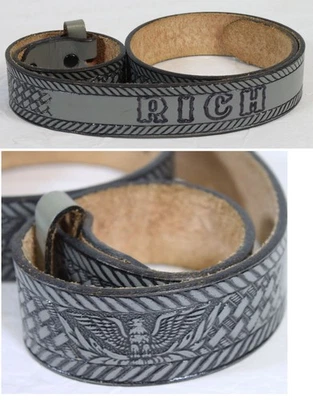 Cinturón de Cuero de Colección Repujado Cuero de Vaca Rich American Eagle Gris Negro Vaquero Nuevo 38 Foto 1 de 4