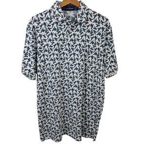 John Morgan Poloshirt Herren Medium Weiß Blau Vogel Print Kurzarm Freizeit - Bild 1 von 15