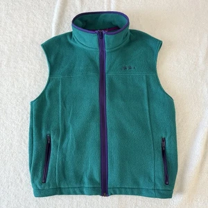 Vintage L. L. Bean Men's Teal Sleeveless Fleece Vest Jacket Size Large USA Made - Picture 1 of 12