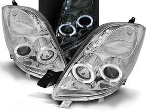faros para TOYOTA YARIS 2006 2007 2008 2009 ojos de ángel cromo LHD - Picture 1 of 1