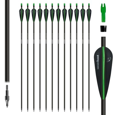 12pc Archery 28" Fiberglass Arrow Hunter Nock Proof Recurve Compound Bow Longbow - Image 1 of 4